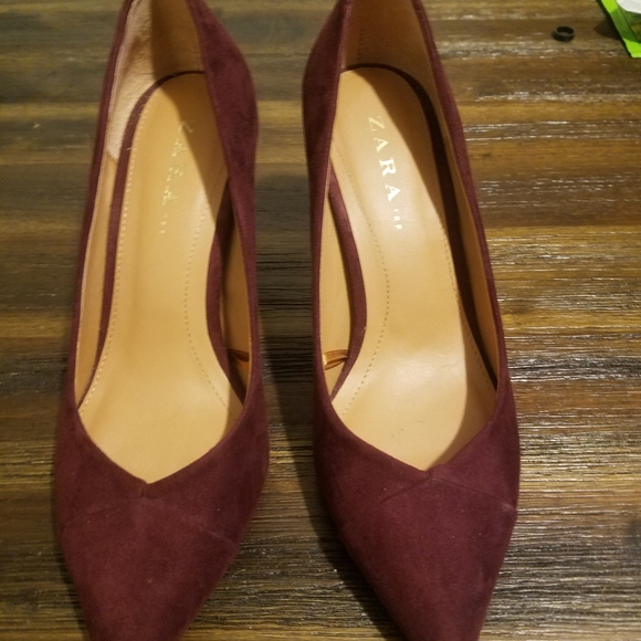 Zara trf burgundy suede heels - Picture 2 of 8